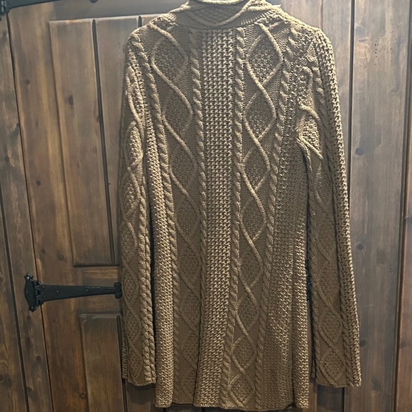 Free People cable and cobble green cardigan. - Picture 2 of 7